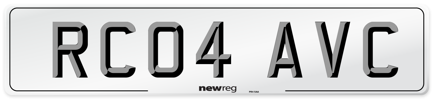 RC04 AVC Number Plate from New Reg